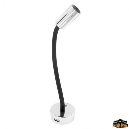 Lampada da lettura AURORA 12/24 V LED con porta USB 3.0 - TREM