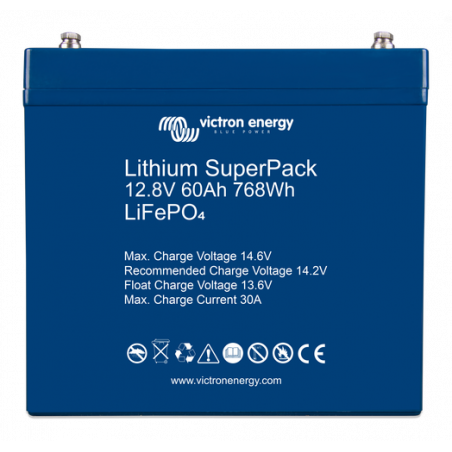 Batterie marine 12V lithium d'appoint SuperPack - VICTRON 60Ah (12,8V)