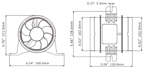 Dimensions du ventilateur de cale